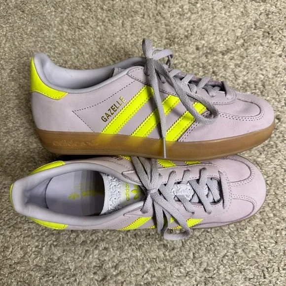adidas Originals Gazelle sneakers in purple and yellow, worn once - Picture 3 of 5